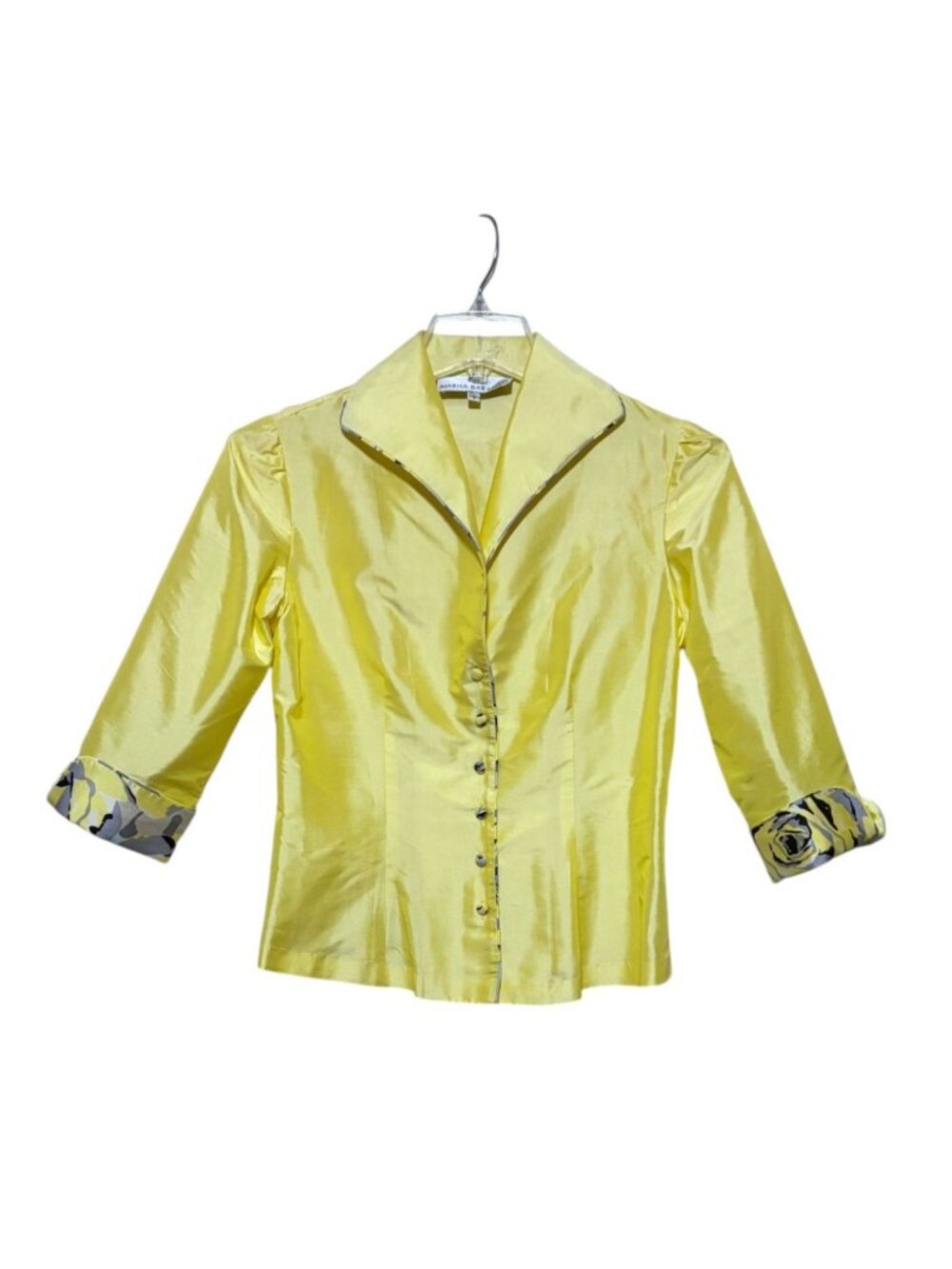 Marisa Baratelli Thai Silk Top 6 Jacket Lemon Yellow 100% Silk Mother Matron